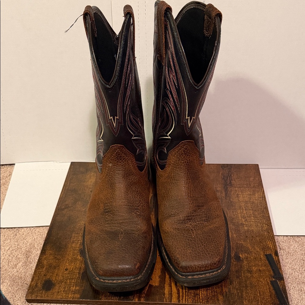 Men's Brown Leather Western Work Boots Ariat